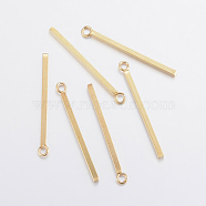 304 Stainless Steel Pendants, Rectangle/Bar, Real 24K Gold Plated, 23x1.5x1.5mm, Hole: 2mm(STAS-F155-19G-B)