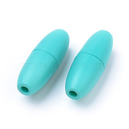 Plastic Breakaway Clasps, For Rubber Silicone Teething Necklaces, Medium Turquoise, 24x9mm, Hole: 2.5mm(KY-R012-08)