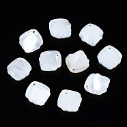 Natural Freshwater Shell Pendants, Petaline, White, 14x13x2mm, Hole: 1mm(SHEL-S278-045)