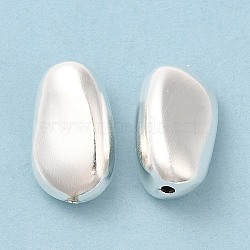 Brass Beads, Cadmium Free & Lead Free, Bean, 925 Sterling Silver Plated, 18x10.5x9mm, Hole: 1.6mm(KK-M250-02S)
