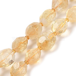 Natural Citrine Beads Strands, Faceted, Oval, with Seed Beads, 12~16x10~14mm, Hole: 1mm, about 22~25pcs/strand, 15.16''~15.63''(38.5~39.7cm)(G-P541-A01-14)