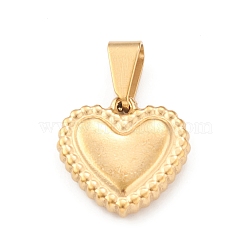 Ion Plating(IP) 304 Stainless Steel Pendants, Heart Charm, Golden, 15x15x3.5mm, Hole: 4x8mm(STAS-F288-16G)