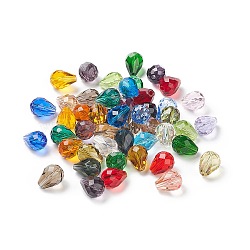 Imitation Austrian Crystal Beads, Grade AAA, Faceted, Drop, Mixed Color, 8x10mm, Hole: 0.9~1mm(SWAR-F062-10x8mm-M)