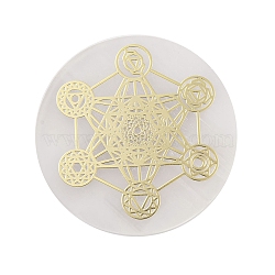 Flat Round Natural Selenite Slice Coasters, Reiki Stone for Chakra Balance, Crystal Healing , Star, 59.5~64x6.5~8mm(DJEW-C015-02C)