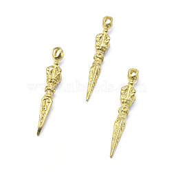 Brass Pendants, Dorje Vajra for Buddha Jewelry, Lead Free & Cadmium Free & Nickel Free, Cone, Raw(Unplated), 48x9.5x9.5mm, Hole: 2mm(KK-G319-55C-RS)