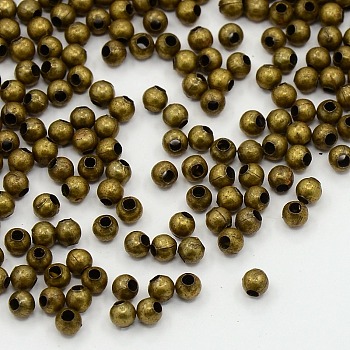 Iron Spacer Beads, Round, Antique Bronze, 3mm in diameter, 3mm thick, Hole: 1.2mm
