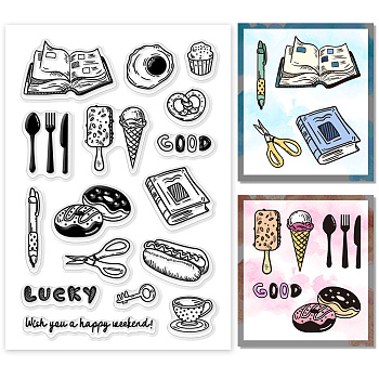 Custom PVC Plastic Clear Stamps, for DIY Scrapbooking, Photo Album Decorative, Cards Making, Food, 160x110x3mm