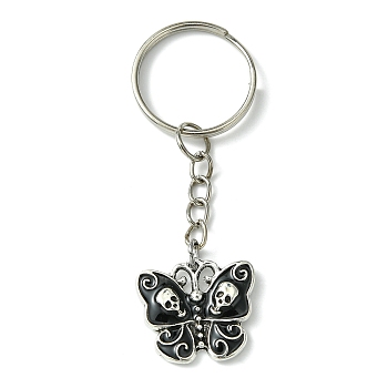 Alloy Pendant Keychain, with Iron Split Key Rings, Butterfly, 7.1cm