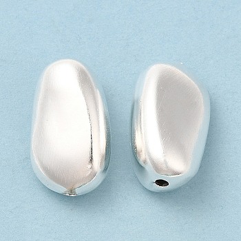 Brass Beads, Cadmium Free & Lead Free, Bean, 925 Sterling Silver Plated, 18x10.5x9mm, Hole: 1.6mm