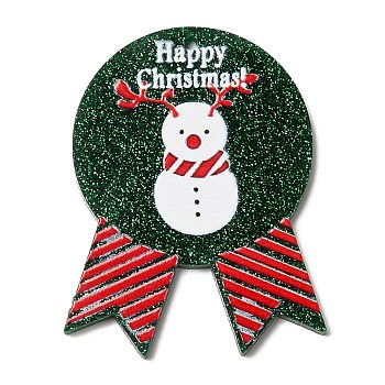 Christmas Themed Acrylic Pendants, Snowman, 47.5x37.5x2mm, Hole: 1.6mm