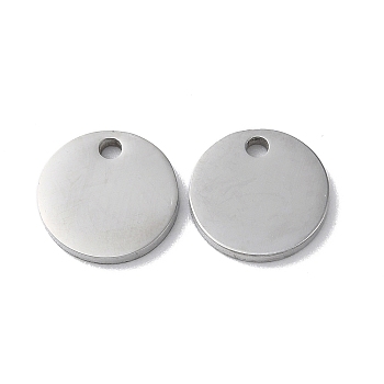 304 Stainless Steel Charms, Stamping Blank Tag, Flat Round Charm, Stainless Steel Color, 10x1.3mm, Hole: 1.5mm