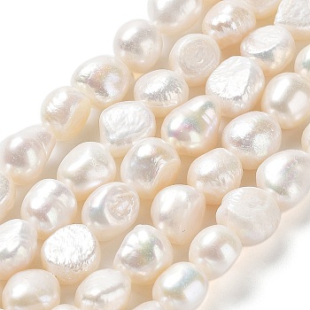 Natural Cultured Freshwater Pearl Beads Strands, Two Side Polished, Grade 3A, Seashell Color, 9~11x9~10x7~8mm, Hole: 0.6mm, about 34~35pcs/strand, 13.98''(35.5~36.5cm)