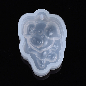 Chinese Zodiac Pendant Silicone Molds, Resin Casting Molds, For UV Resin, Epoxy Resin Jewelry Making, Pig, 30x23x10.5mm, Inner Size: 28x20mm