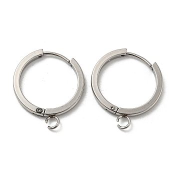 201 Stainless Steel Huggie Hoop Earrings Findings, with Vertical Loop, with 316 Surgical Stainless Steel Earring Pins, Ring, Stainless Steel Color, 20x2mm, Hole: 2.7mm, Pin: 1mm