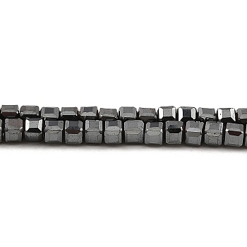 Electroplated Synthetic Non-Magnetic Hematite Beads Strands, Faceted Cube, Gunmetal Plated, 2.5x2.5x2.4mm, Hole: 0.8mm, about 164pcs/strand, 15.16~15.35''(38.5~39cm)