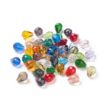 Imitation Austrian Crystal Beads, Grade AAA, Faceted, Drop, Mixed Color, 8x10mm, Hole: 0.9~1mm