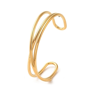 304 Stainless Steel Wire Wrap Cuff Bangles, Knot, Real 18K Gold Plated, Wide: 9~16mm, Inner Diameter: 2-1/2 inch(6.3cm)