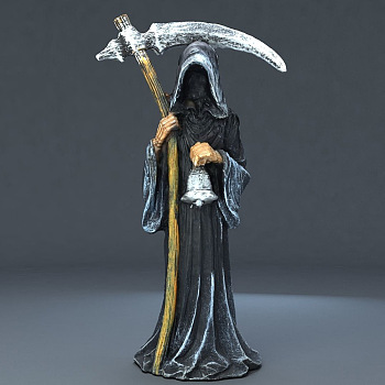 Resin Death Figurine Ornament, for Halloween Party Home Desk Decoration, Black, 90x60x170mm
