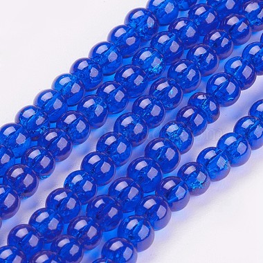 4mm Blue Round Crackle Glass Beads