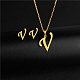 Golden Stainless Steel Initial Letter Jewelry Set(IT6493-23)-1