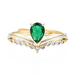 Green Cubic Zirconia Crown Adjustable Ring, Brass Solitaire Ring for Women, Nickel Free, Real 18K Gold Plated, US Size 9 3/4(19.5mm)(RJEW-N035-067-NF)