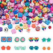 320Pcs 8 Styles Handmade Polymer Clay Beads, Mixed Shapes, Mixed Color, 40pcs/style(CLAY-TA0001-15)