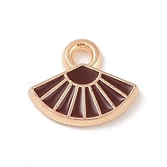 Alloy Enamel Charms, Light Gold, Fan Charm, Coconut Brown, 9x10.5x1.5mm, Hole: 1.5mm(ENAM-Z010-33A-KCG)