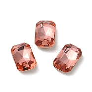 Glass Rhinestone Cabochons, Point Back & Back Plated, Faceted, Rectangle, Padparadscha, 6x4x2mm(RGLA-P037-04A-D262)