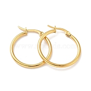 Vacuum Plating 201 Stainless Steel Hoop Earrings with 304 Stainless Steel Pins for Women, Golden, 25x2mm, Pin: 0.6mm(EJEW-D279-12G-02)