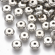 Plating ABS Plastic Spacer Beads, Flat Round, Platinum Plated, 5x2mm, Hole: 1mm(KY-T019-33B)