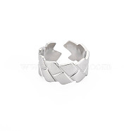 304 Stainless Steel Grooved Open Cuff Ring for Women, Stainless Steel Color, US Size 6 1/2(16.9mm)(RJEW-S405-244P)