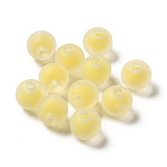 Transparent Acrylic Beads, Frosted, Bead in Bead, Round, Yellow, 8x7mm, Hole: 2mm, about: 1724pcs/500g(OACR-Z006-01A)