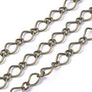 Iron Handmade Chains Figaro Chains Mother-Son Chains, Unwelded, Antique Bronze, with Spool, Mother Link:7x11mm, 1mm thick, Son Link:5x6mm, 0.21mm thick, about 164.04 Feet(50m)/roll(CHSM008Y-AB)
