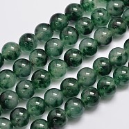 Natural & Dyed Malaysia Jade Bead Strands, Round, Imitation Flower Jade, Green, 12mm, Hole: 1.0mm, about 31pcs/strand, 15 inch(G-A146-12mm-C01)