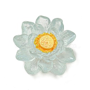 Luminous Transparent Resin Decoden Cabochons, Glow in the Dark Lotus Flower, for Jewelry Making, Light Blue, 22.5~23x9.5mm(CRES-F032-B02)