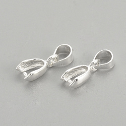 925 Sterling Silver Pendants, Ice Pick & Pinch Bails, Carved 925, Silver, 12mm, Hole: 4mm, Pin: 0.5mm(STER-S002-68)