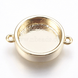 Brass Links, Cabochon Connector Settings, Plain Edge Bezel Cups, Flat Round, Golden, Tray: 12mm, 19x14.5x3.5mm, Hole: 1.2mm(KK-P146-03G)