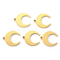 PVD Vacuum Plating 304 Stainless Steel Pendants, Laser Cut, Crescent Moon/Double Horn, Real 18K Gold Plated, 16x15x1mm, Hole: 1.2mm(X-STAS-N092-102G)