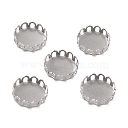 316 Surgical Stainless Steel Cabochon Tray Settings, Lace Edge Bezel Cups, Flat Round, Stainless Steel Color, 11x3mm, Inner Diameter: 10mm(STAS-I187-01E-P)