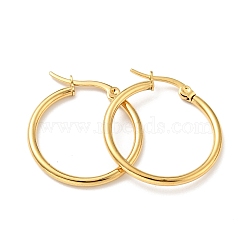 Vacuum Plating 201 Stainless Steel Hoop Earrings with 304 Stainless Steel Pins for Women, Golden, 25x2mm, Pin: 0.6mm(EJEW-D279-12G-02)