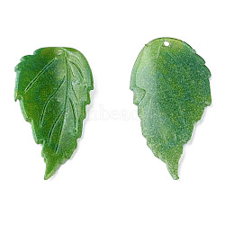 Plastic Pendants, Leaf, Green, 24x12.5x2mm, Hole: 0.9mm(KY-N015-162)