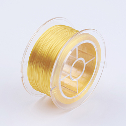 Flat Elastic Crystal String, Elastic Beading Thread, for Stretch Bracelet Making, Yellow, 0.6mm, about 54.68 yards(50m)/roll(EW-I001-0.6mm-05)