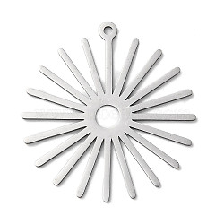 201 Stainless Steel Pendants, Laser Cut, Sun Charm, Stainless Steel Color, 38x35x1mm, Hole: 1.6mm(STAS-D041-03P)