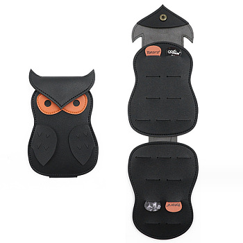 Imitation Leather Storage Bags, with Snap Button, for Guitar Picks Storage, Owl, Black, 168x109mm