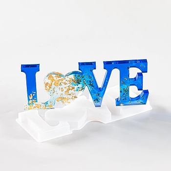 DIY Word Love Silicone Molds, Resin Casting Molds, For UV Resin, Epoxy Resin Jewelry Making, White, 87x215x13mm