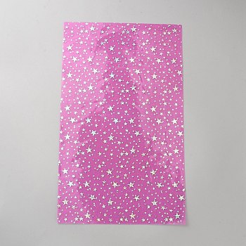 PU Leather Fabrics, Rectangle with Star Pattern, Cerise, 334x198x0.5mm