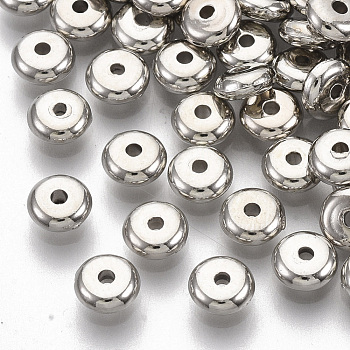Plating ABS Plastic Spacer Beads, Flat Round, Platinum Plated, 5x2mm, Hole: 1mm