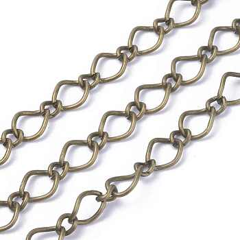 Iron Handmade Chains Figaro Chains Mother-Son Chains, Unwelded, Antique Bronze, with Spool, Mother Link:7x11mm, 1mm thick, Son Link:5x6mm, 0.21mm thick, about 164.04 Feet(50m)/roll