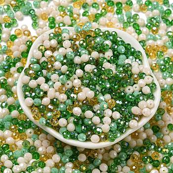Glass Beads, Faceted, Rondelle, Medium Sea Green, 4x3mm, Hole: 0.4mm, about 6800pcs/500g