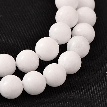 Natural White Jade Round Bead Strands, 6mm, Hole: 1mm, about 64pcs/strand, 15.4 inch